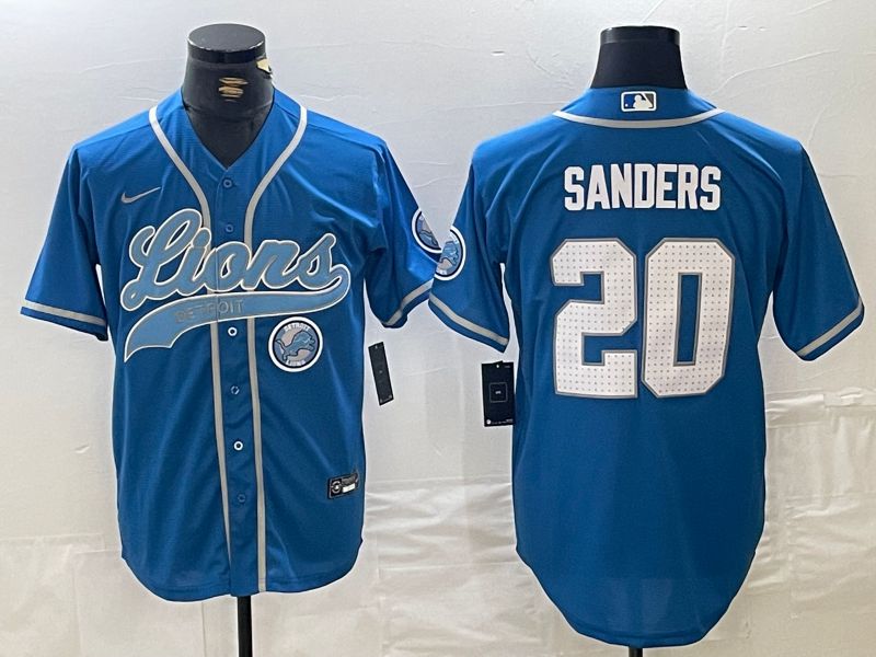 Men Detroit Lions #20 Sanders Blue Joint Name 2024 Nike Limited NFL Jersey style 6->detroit lions->NFL Jersey